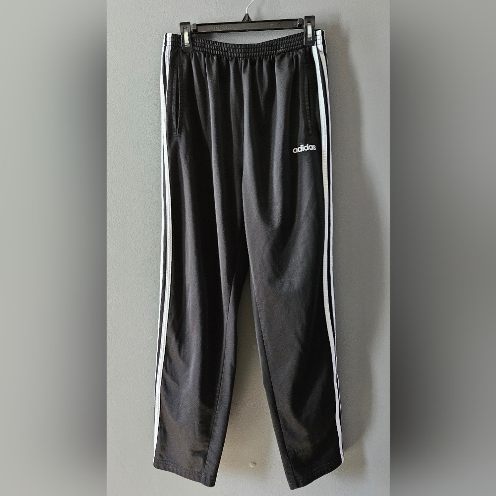 Adidas snap closure black pants size Large‎ athletic